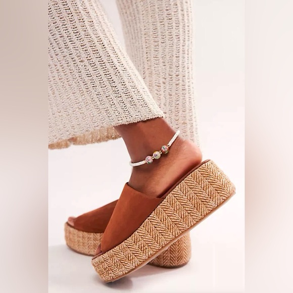 🌻🆕FREE PEOPLE Harbor Raffia Flatform Sandals-Tan Color-Size 8 & 9 - Picture 6 of 17